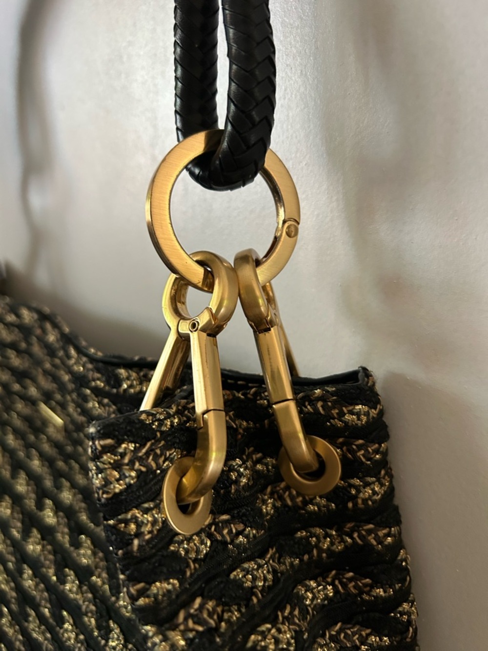 Eric Javits Squishee Elegant Black & Gold Woven Tote Bag - Designer Style - Picture 5 of 9